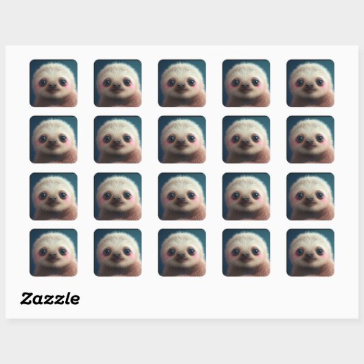 Baby Sloth Vierkante Sticker (Vel)