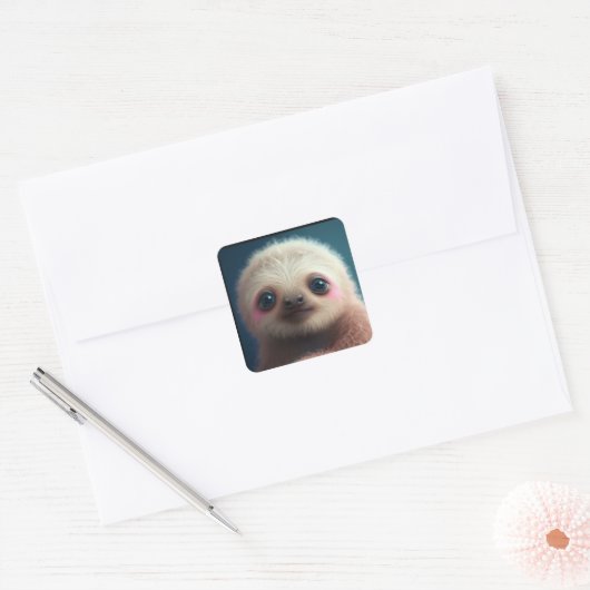 Baby Sloth Vierkante Sticker (Envelop)