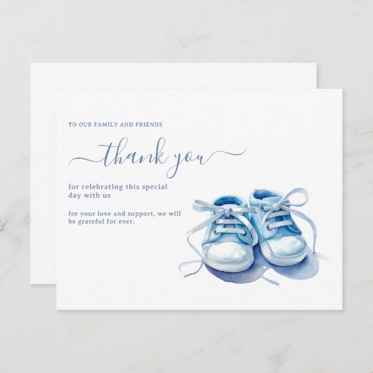 Baby Sneakers Baby shower Uitnodiging, Baby Boy Bedankkaart (Voorkant / Achterkant)