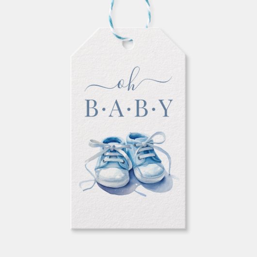 Baby Sneakers Baby shower Uitnodiging, Baby Boy Cadeaulabel (Voorkant)