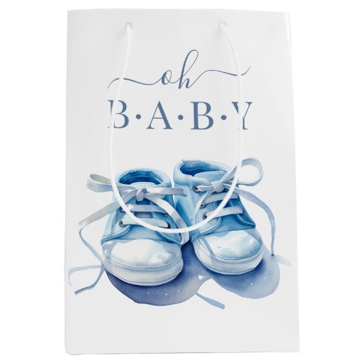 Baby Sneakers Baby shower Uitnodiging, Baby Boy Medium Cadeauzakje (Voorkant)