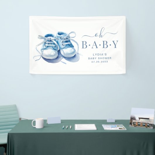 Baby Sneakers Baby shower Uitnodiging, Baby Boy Spandoek (Beurs)