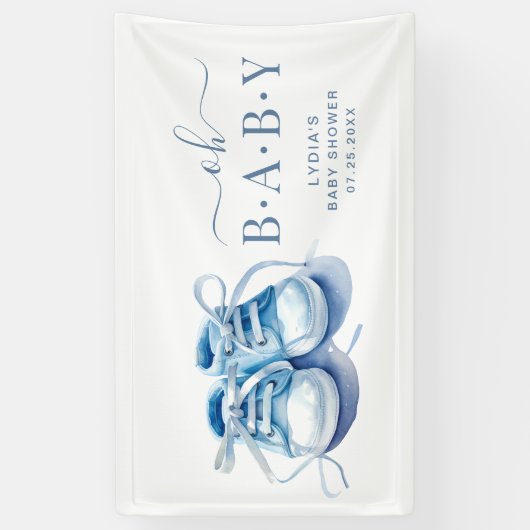 Baby Sneakers Baby shower Uitnodiging, Baby Boy Spandoek (Verticaal)