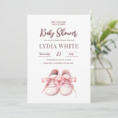 Baby Sneakers Baby shower Uitnodiging, Baby meisje Kaart (Staand voorkant)
