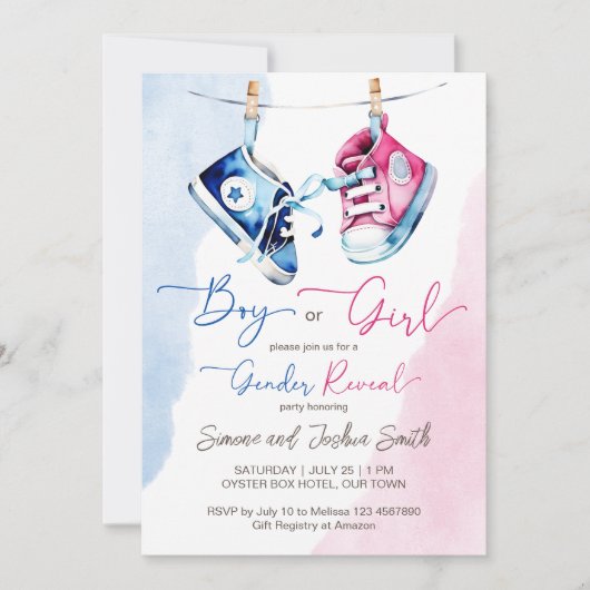 Baby sneakers jongen of meisje roze blauw Geslacht Kaart (Voorkant)