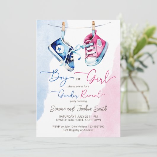 Baby sneakers jongen of meisje roze blauw Geslacht Kaart (Staand voorkant)