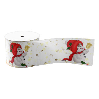 Baby Sneeuwman Met Bel Satijnen Kerstlint Grosgrain Lint