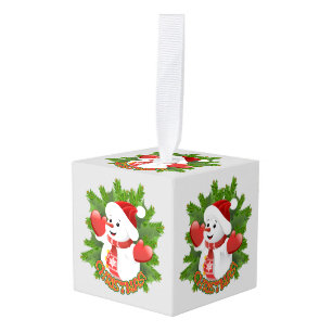Baby Sneeuwman met Kristallen Sneeuwvlokken Orname Decoratie