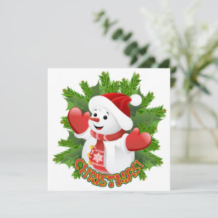 Baby Sneeuwman met Kristallen Sneeuwvlokken Orname Kaart