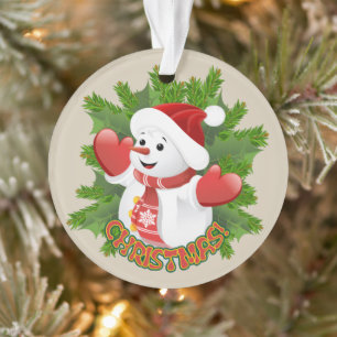 Baby Sneeuwman met Kristallen Sneeuwvlokken Orname Ornament