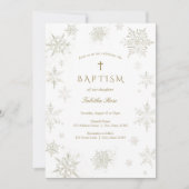Baby Sneeuwvlok Doop Uitnodiging (Voorkant)