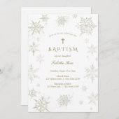Baby Sneeuwvlok Doop Uitnodiging (Voorkant / Achterkant)