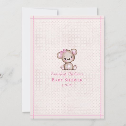 Baby Snoep Cute Brown Beer Girl Shower Kaart (Achterkant)