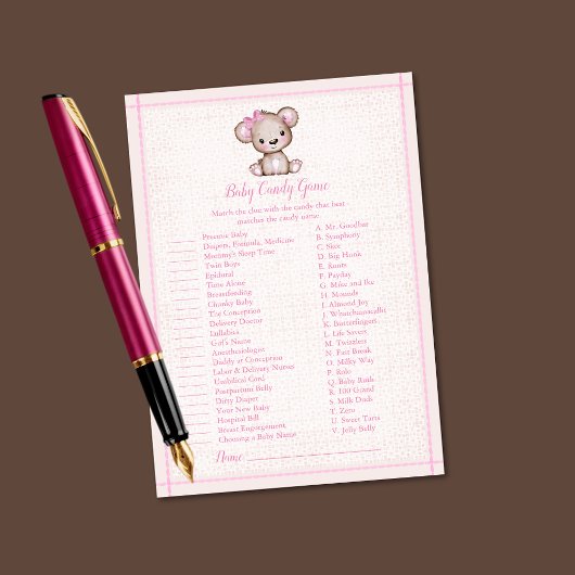 Baby Snoep Cute Brown Beer Girl Shower Kaart