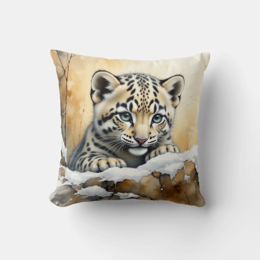 Baby Snow Leopard Kussen (Voorkant)