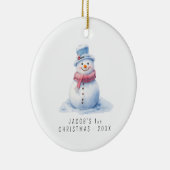 Baby Snowman | Eerste Kerstmis voor baby's Keramisch Ornament (Rechts)
