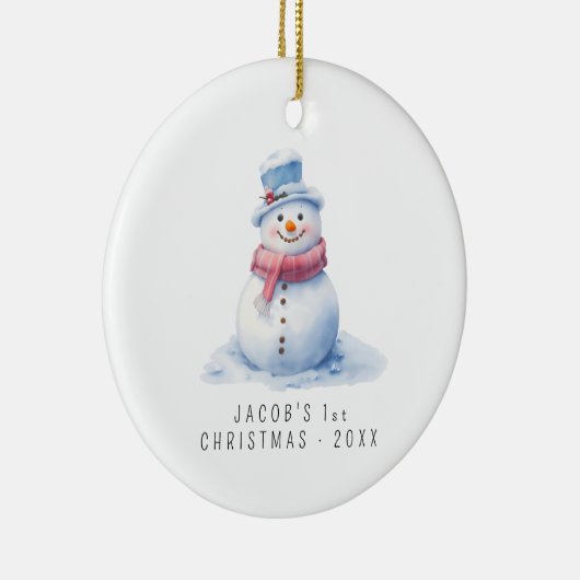 Baby Snowman | Eerste Kerstmis voor baby's Keramisch Ornament (Rechts)