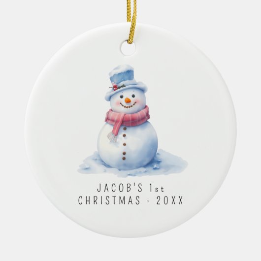 Baby Snowman | Eerste Kerstmis voor baby's Keramisch Ornament (Voorkant)