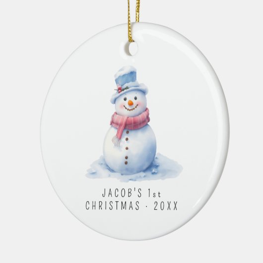 Baby Snowman | Eerste Kerstmis voor baby's Keramisch Ornament (Links)
