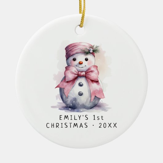 Baby Snowman | Eerste Kerstmis voor baby's Keramisch Ornament (Voorkant)
