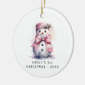 Baby Snowman | Eerste Kerstmis voor baby's Keramisch Ornament (Links)