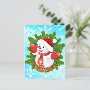Baby Snowman met Crystal Snowflakes Ornament Briefkaart