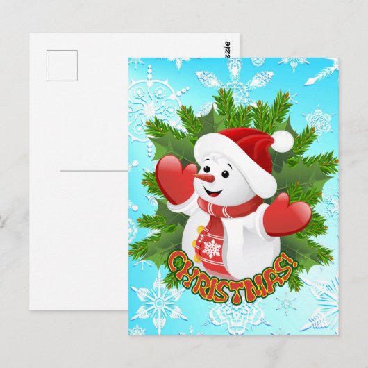 Baby Snowman met Crystal Snowflakes Ornament Briefkaart (Voorkant / Achterkant)