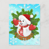 Baby Snowman met Crystal Snowflakes Ornament Briefkaart (Voorkant)