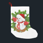 Baby Snowman met Crystal Snowflakes Ornament Kleine Kerstsok<br><div class="desc">Crystal snewflakes achtergrond met schattige Baby Snowman voor kerstFeestdagen - Originele illustratie COpyright BluedarkArt TheChameleonArt.</div>