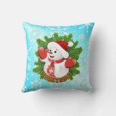 Baby Snowman met Crystal Snowflakes Ornament Kussen (Achterkant)
