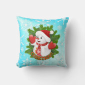 Baby Snowman met Crystal Snowflakes Ornament Kussen (Voorkant)