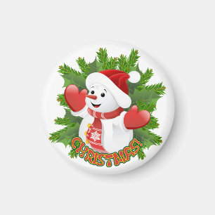Baby Snowman met Crystal Snowflakes Ornament Magneet