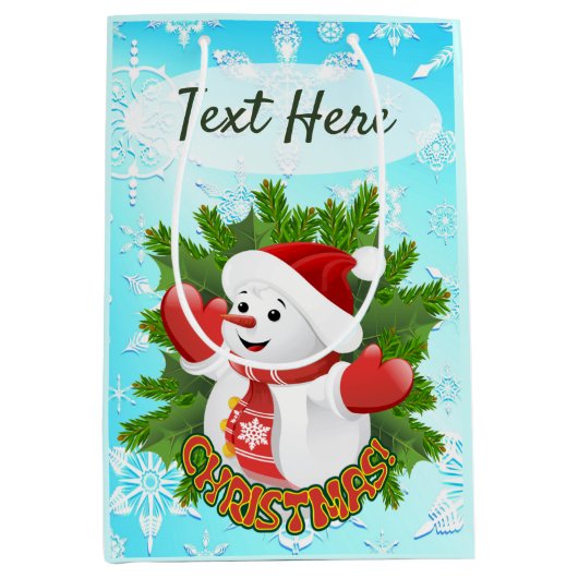 Baby Snowman met Crystal Snowflakes Ornament Medium Cadeauzakje (Voorkant)