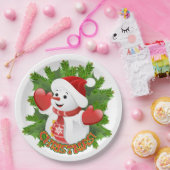 Baby Snowman met Crystal Snowflakes Ornament Papieren Bordje (Feest)