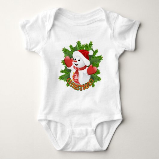 Baby Snowman met Crystal Snowflakes Ornament Romper (Voorkant)