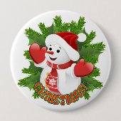 Baby Snowman met Crystal Snowflakes Ornament Ronde Button 4,0 Cm (Voorkant)