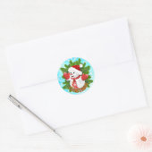 Baby Snowman met Crystal Snowflakes Ornament Ronde Sticker (Envelop)