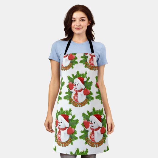 Baby Snowman met Crystal Snowflakes Ornament Schort (Gedragen)