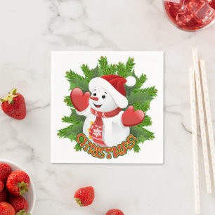 Baby Snowman met Crystal Snowflakes Ornament Servet