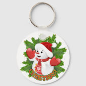 Baby Snowman met Crystal Snowflakes Ornament Sleutelhanger (Voorkant)