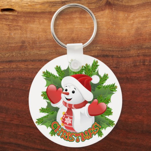 Baby Snowman met Crystal Snowflakes Ornament Sleutelhanger (Voorkant)