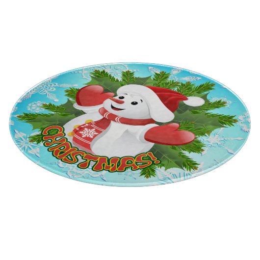 Baby Snowman met Crystal Snowflakes Ornament Snijplank (Hoek)