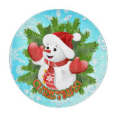 Baby Snowman met Crystal Snowflakes Ornament Snijplank (Voorkant)