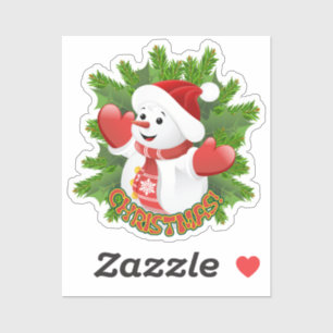 Baby Snowman met Crystal Snowflakes Ornament Sticker