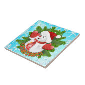 Baby Snowman met Crystal Snowflakes Ornament Tegeltje (Zijkant)