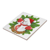 Baby Snowman met Crystal Snowflakes Ornament Tegeltje (Zijkant)