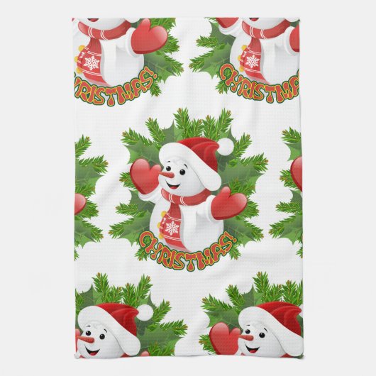 Baby Snowman met Crystal Snowflakes Ornament Theedoek (Verticaal)