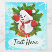 Baby Snowman met Crystal Snowflakes Ornament Wijn Etiket (Enkel label)