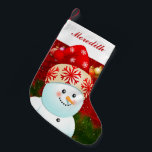 Baby Snowman met Red Santa Hat Kleine Kerstsok<br><div class="desc">Maak een mooi kind gelukkig dit vakantieseizoen met deze schattige kerstvoorraad met een lachende baby sneeuwman met rode kersthoed!
Pas het aan met zijn of haar naam en zie de vreugde in de ogen van je kostbare kleine na het vinden van die geweldige cadeaus van binnen!</div>