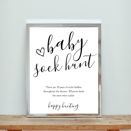 Baby Sock Hunt Baby shower Game Sign Poster